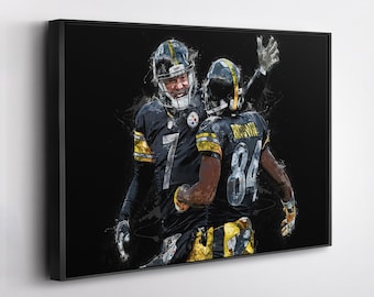 Ben Roethlisberger & Antonio Brown Pittsburgh Steelers Canvas Print –  Wall Art, Framed Football Poster, Gift for Steelers Fans