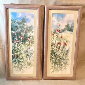 James Harvey Taylor Signed Floral Print Pair, Limited Edition, Dusty Pink Cottagecore Frames, COA