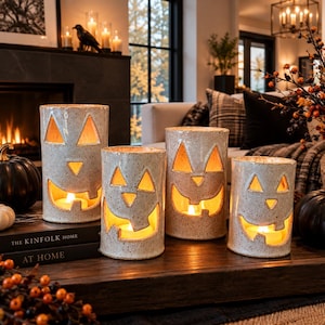 Jack O’ Lantern Luminary – MEDIUM SIZED - Ceramic Pumpkin Lantern for Halloween & Fall