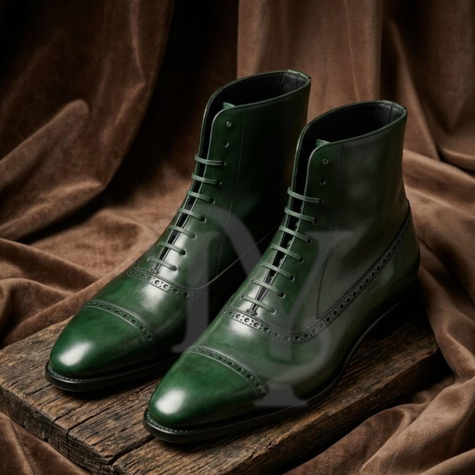 mens green dress boots Emerald us-size-14