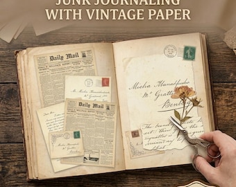 Vintage-Junk-Journal-Seiten mit botanischen Motiven, antike Wildblumen-Ephemera, florales Scrapbook-Set, viktorianisches botanisches Digitalpapier, Botanik