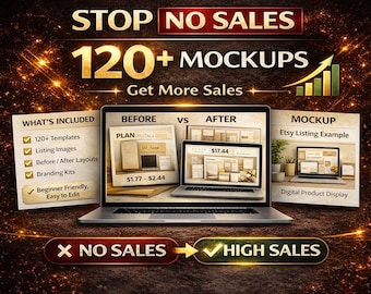 High Converting Etsy Mockups Bundle  120+ Canva Templates, Listing Images, Digital Product Mockups, Shop Branding Kit, Increase Sales