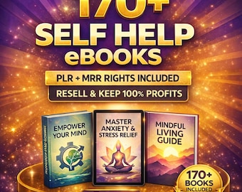 170+ självhjälpsböcker, paket med PLR MRR, återförsäljningsrättigheter, digitala produkter, e-böcker om psykologi och personlig utveckling, digital passiv inkomst