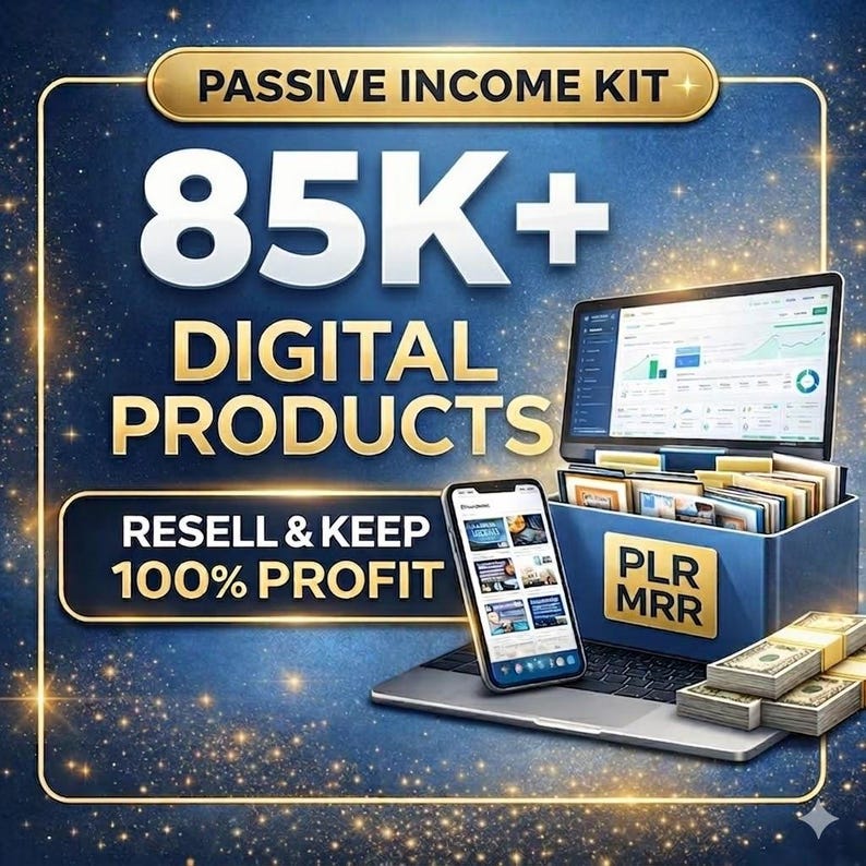 Ultimat digitalt produktpaket (PLR + MRR) | Starta onlineföretag | Återförsälj mallar Canva | Kit för att tjäna pengar online bild 1