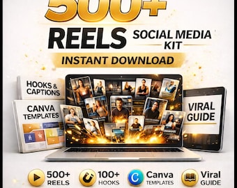 Über 500 virale Videos zum sofortigen Posten, über 100 Hooks, Canva-Vorlagen, Social-Media-Content-Kit, Sofort-Download
