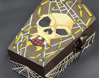 Handpainted Legend of Zelda Majora's Mask Inspired Wooden Coffin keepsake Box