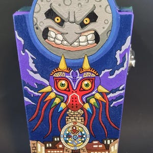 Handpainted Legend of Zelda Majora&#39;s Mask Inspired Wooden Coffin keepsake Box