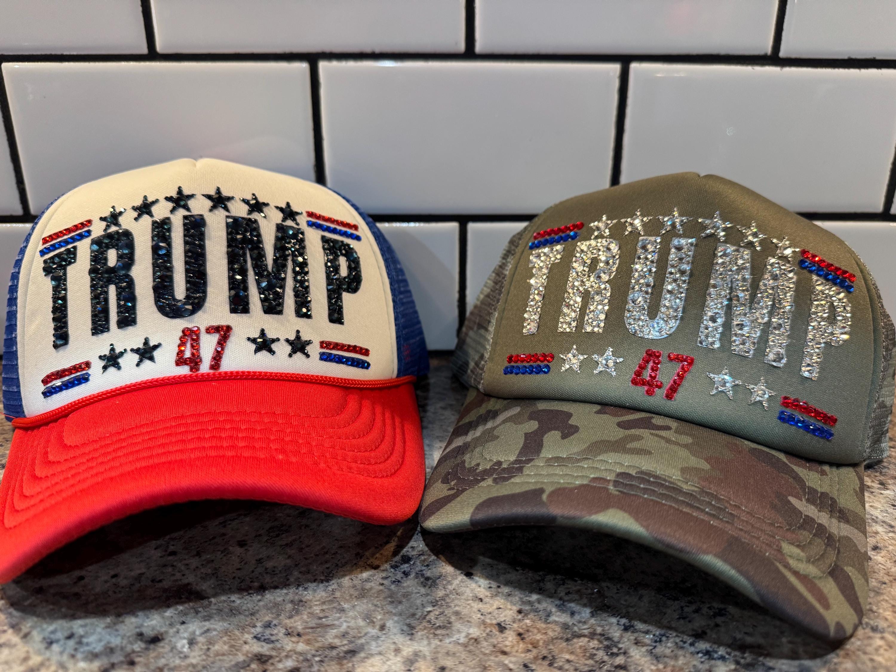 Trump 47 Rhinestone Trucker Hat - Etsy display picture 3
