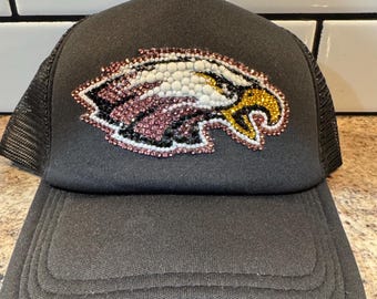 Gorra de camionero con águilas de diamantes de imitación (granate/burdeos)