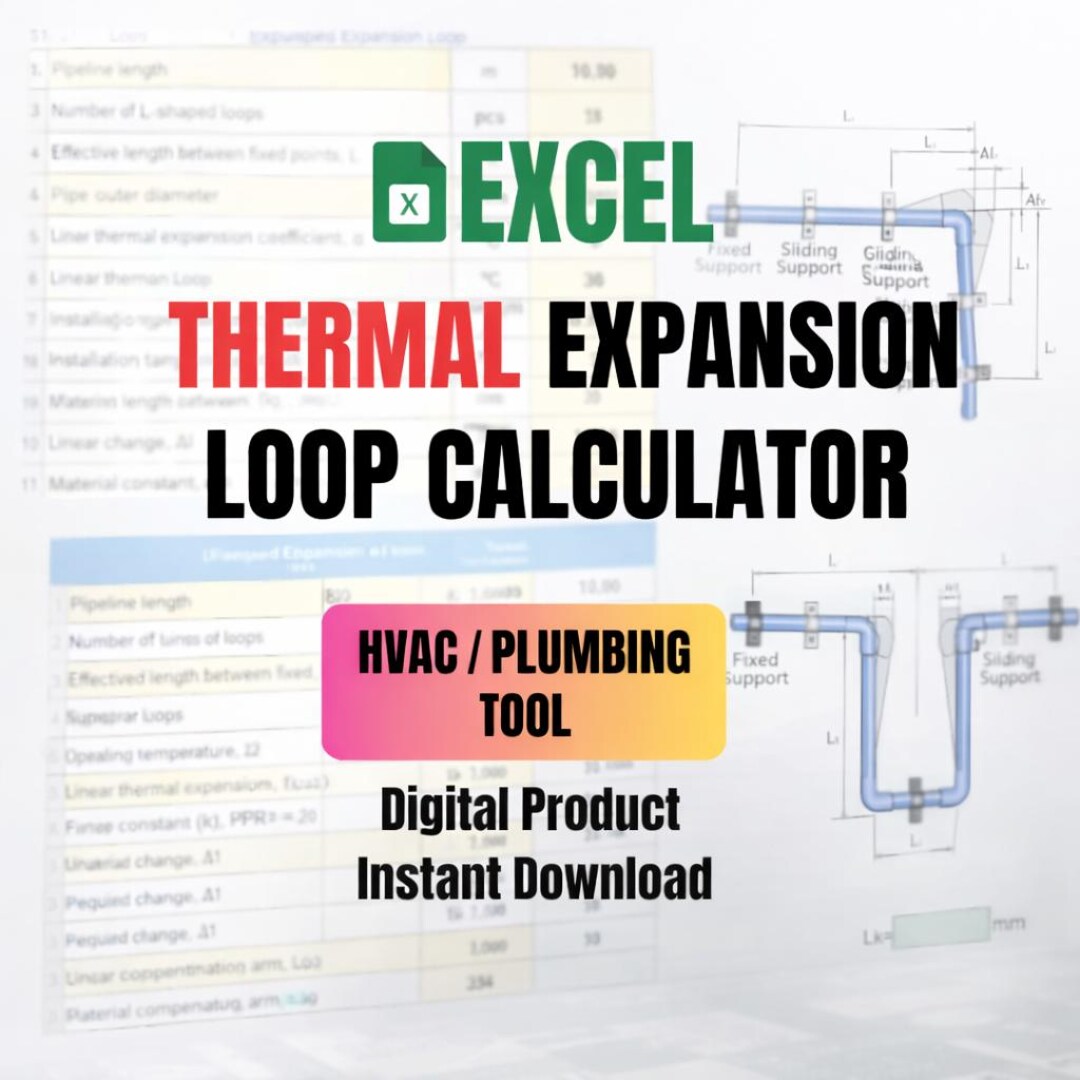Pipe Thermal Expansion Loop Sizing (l-loop & U-loop) | Excel ...