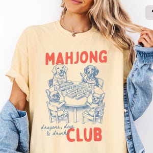 Funny Dogs Playing Mahjong Shirt Comfort Colors Mahjong Club Shirt, Girls Game Night Tee, Mahjong Gift for Her, Mahj Martini Dog Mom Tshirt image 6