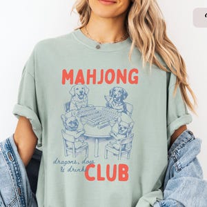 Funny Dogs Playing Mahjong Shirt Comfort Colors Mahjong Club Shirt, Girls Game Night Tee, Mahjong Gift for Her, Mahj Martini Dog Mom Tshirt image 9