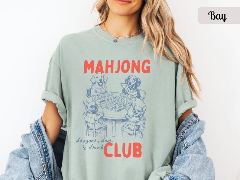 Funny Dogs Playing Mahjong Shirt Comfort Colors Mahjong Club Shirt, Girls Game Night Tee, Mahjong Gift for Her, Mahj Martini Dog Mom Tshirt image 9