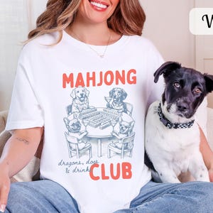 Funny Dogs Playing Mahjong Shirt Comfort Colors Mahjong Club Shirt, Girls Game Night Tee, Mahjong Gift for Her, Mahj Martini Dog Mom Tshirt image 2
