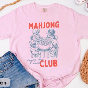 Funny Dogs Playing Mahjong Shirt Comfort Colors Mahjong Club Shirt, Girls Game Night Tee, Mahjong Gift for Her, Mahj Martini Dog Mom Tshirt image 8
