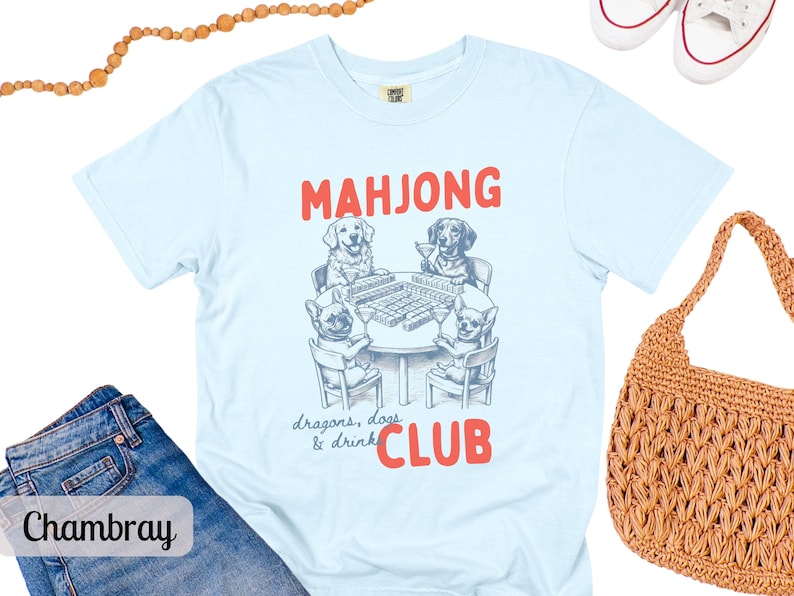 Funny Dogs Playing Mahjong Shirt Comfort Colors Mahjong Club Shirt, Girls Game Night Tee, Mahjong Gift for Her, Mahj Martini Dog Mom Tshirt image 7