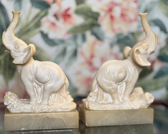 A. Giannelli Alabaster Elephant bookends