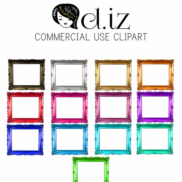 Clip art frames. Digital picture frames, digital frame clip art, 13 antique frames includes gold digital frame