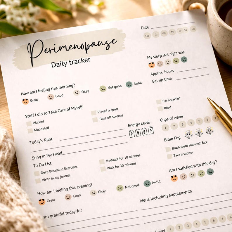 Perimenopause Symptom Tracker Daily Journal Printable Template Hormone ...
