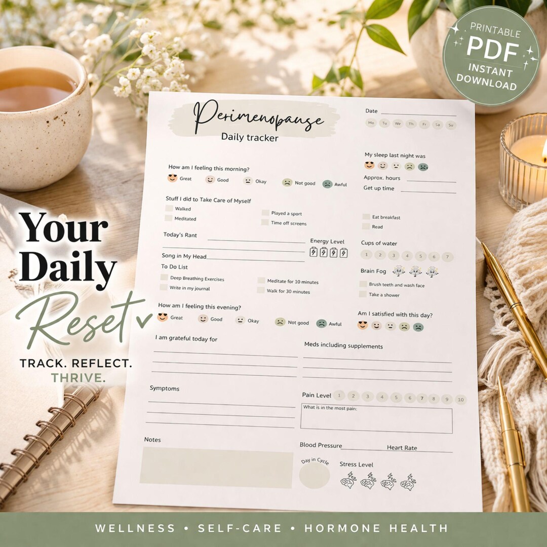 Perimenopause Symptom Tracker Daily Journal Printable Template Hormone ...