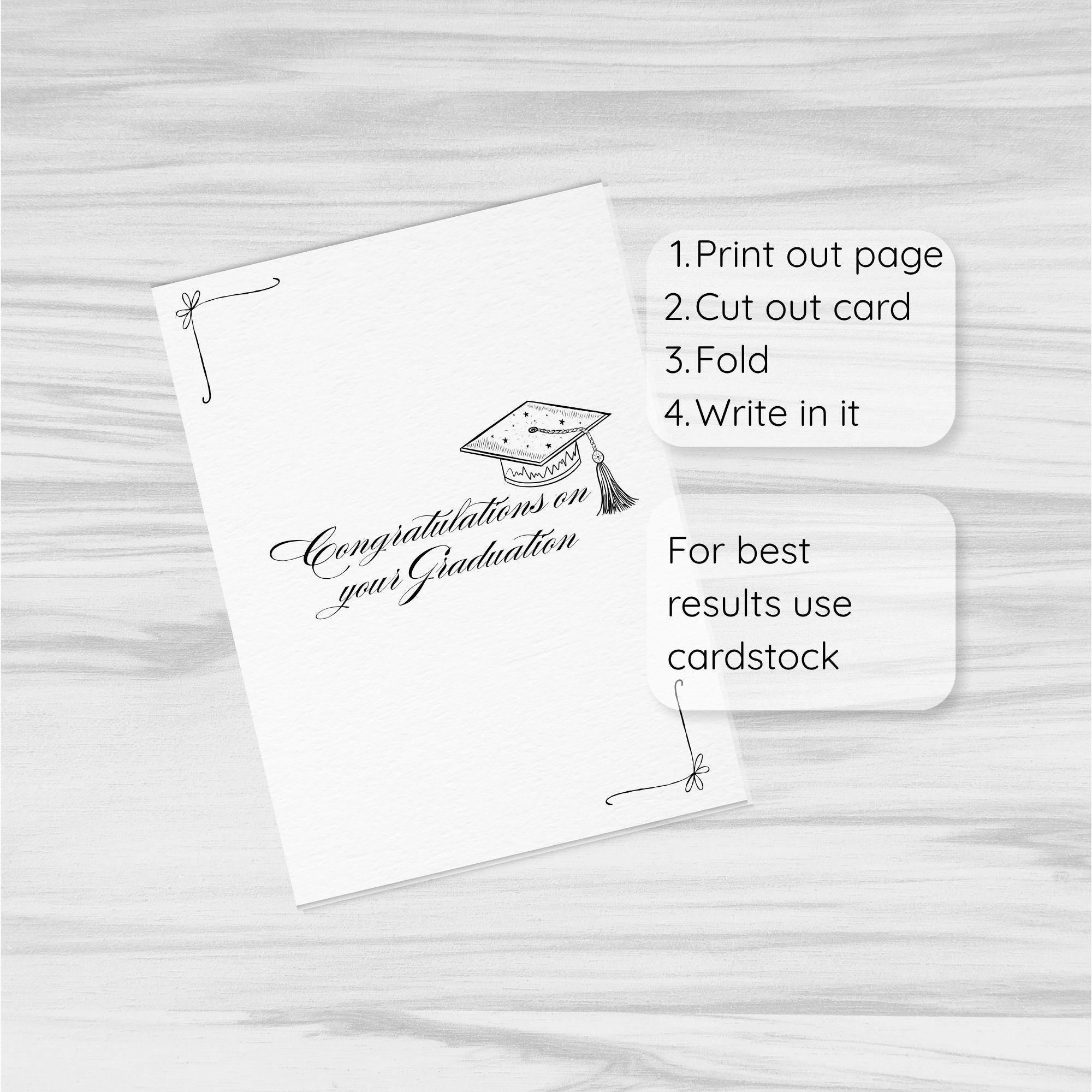Graduation Printable Card Digital Download Instant Congratulation Gift ...