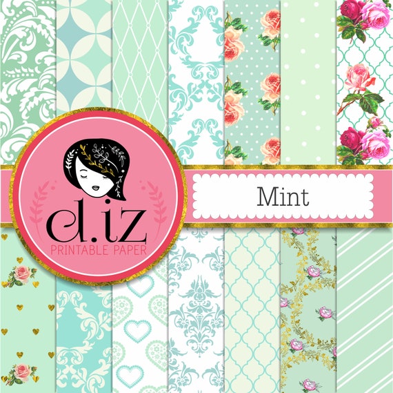 Mint Digital Paper Mint Green Digital Paper. 14 Mint Etsy