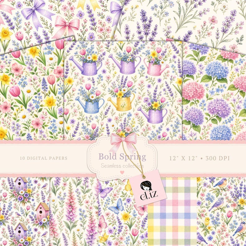 Seamless Spring Floral Pattern Printable Scrapbook Paper Cottagecore ...