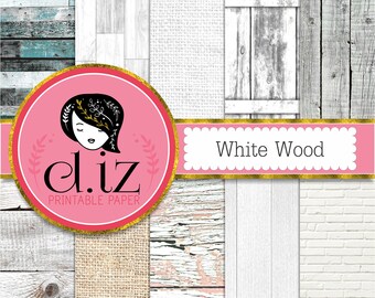 Wood digital paper, white wood backgrounds 'white wood' 10 rustic wood digital papers
