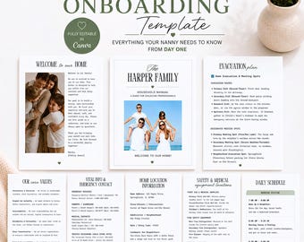 Nanny onboarding template babysitting binder printable nanny checklist template Canva home management binder for nanny family planner