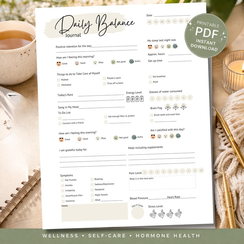 instant download letter size health wellness tracker for women pdf file