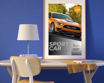 Minimalist Porsche Poster, Modern Car Wall Art (Digital Download)