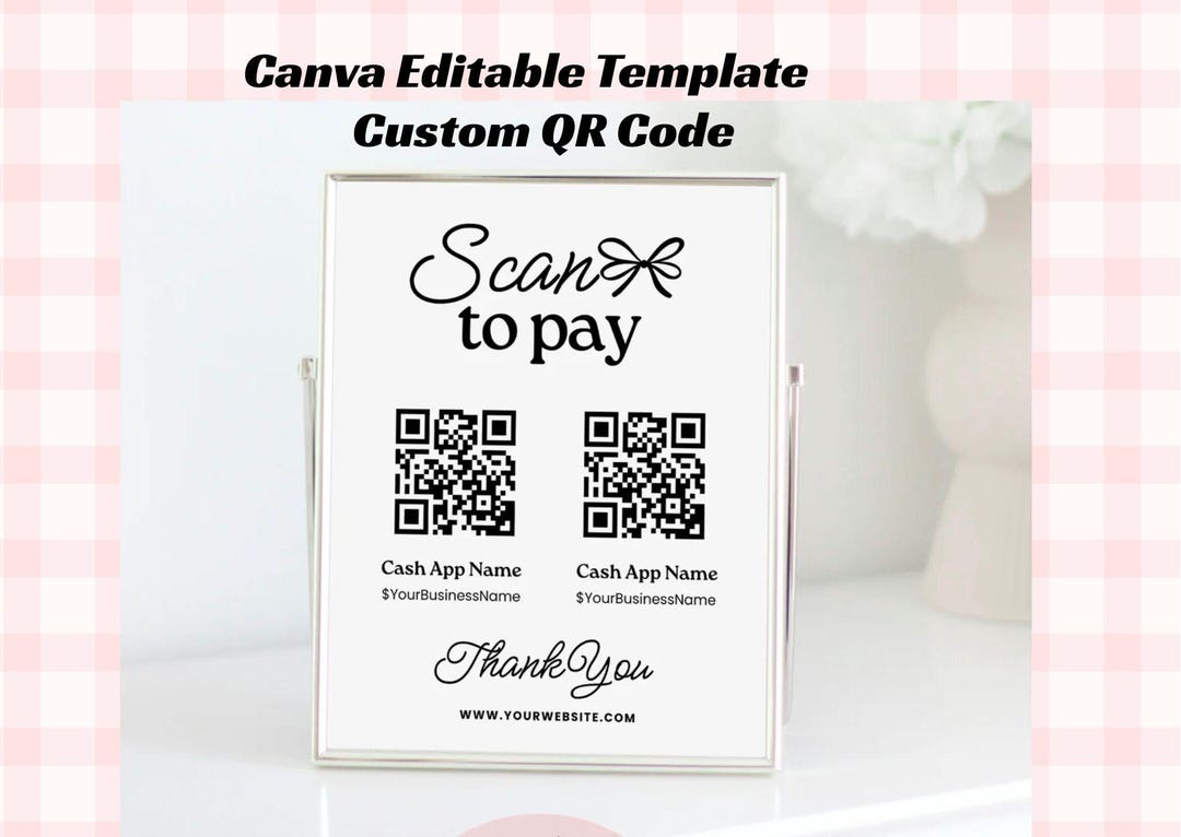 Scan to Pay QR Code Sign: Editable Canva Template for Small Business ...
