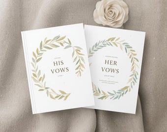 Editable Wedding Vow Books for His and Her (Canva Template)