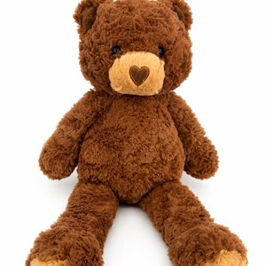 17 inch DIY Unstuffed Dark Brown Bear Plushie Kit, Buttery Soft, No-Sew Craft