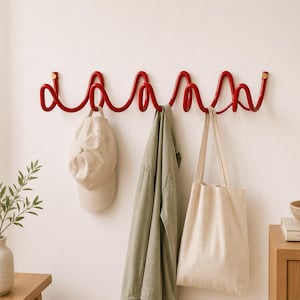 Gewellte Metallgarderobe, farbenfrohe Wandhaken, moderner Garderobenorganizer im Retro-Stil, dekorativer Garderobenhaken, 3, 4 oder 5 Haken
