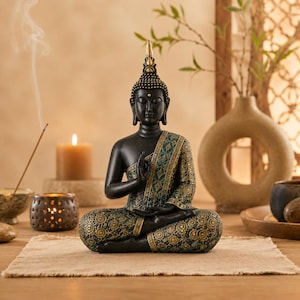 Meditationsbuddha-Statue | Zen-Wohndekoration | Thailändische Buddha-Skulptur für Yoga-Raum, Feng Shui & spirituelles Geschenk