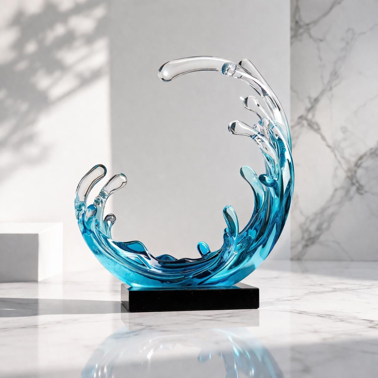 Sculpture vague en résine bleue — Beyit