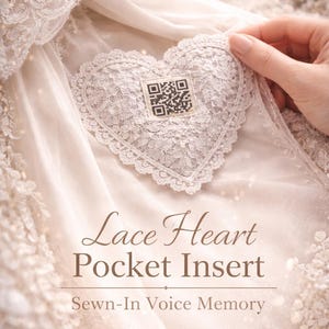 Lace Heart QR Dress Pocket • Hidden Voice/Photo Patch • Bridal Memorial Keepsake