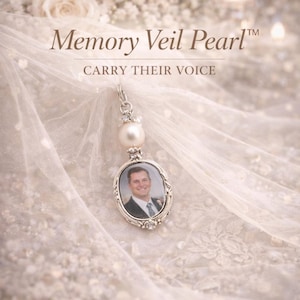 Memorial Veil Charm • Photo Locket with Hidden QR Voice/Video Message