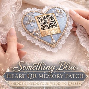 Etwas Blaues Braut-Patch • QR-Stimme/Video-Sticker • Hochzeitskleid-Andenken Herz