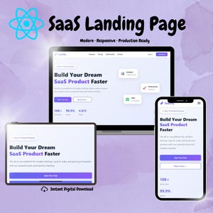 SaaS Landing Page Template | React 18 + Vite | Startup & MVP Launch | Modern Responsive UI