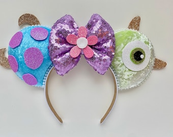 Monsters Inc Sully and Mike Inspired Mouse Ears Headband Mickey Ears Headband