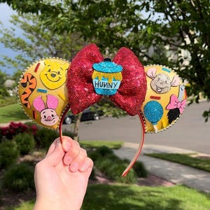 Winnie The Pooh Eeyore Tigger and Piglet Honey Pot Inspired Mouse Ears Mickey Ears Headband| Ships in 10-12 business days