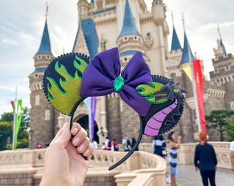 Sleeping Beauty Maleficent Villian Inspired Mouse Ears Headband Mickey Ears Headband | PREORDER Ships in 10 business days