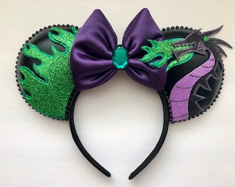 Sleeping Beauty Maleficent Villian Inspired Mouse Ears Headband Mickey Ears Headband