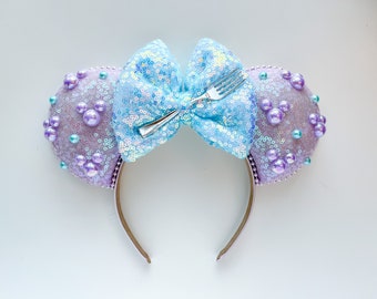 The Little Mermaid Ariel Pearl Inspired Mouse Ears Mickey Ears Headband