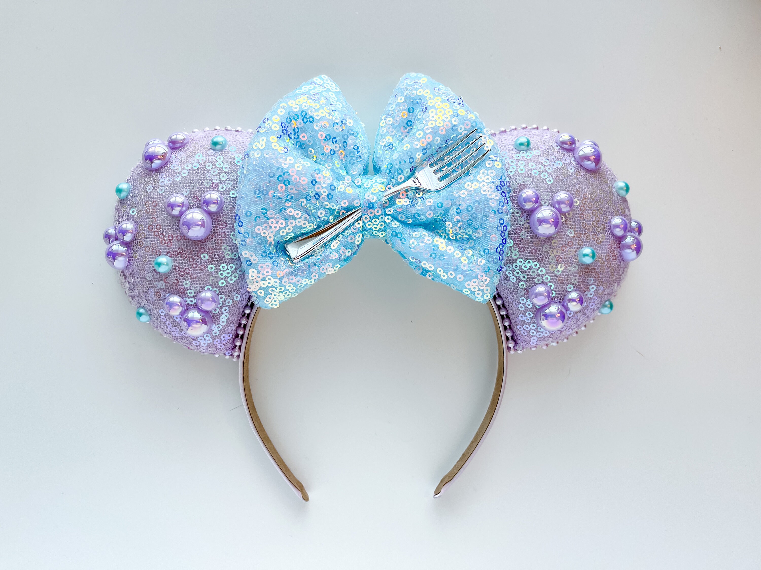 Custom Little Mermaid Inspired Rhinestone Mickey Ears | Couture Disney Ears OOAK New Ariel ears but I made a mistake. I can only make 3 pairs  main image 2