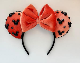 Halloween Pearl Velvet Inspired Mouse Ears Mickey Ears Headband