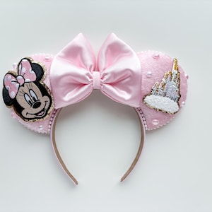 Minnie and Sleeping Beauty Castle Inspired Mouse Ears Mickey Ears Headband| Ships in 10-12 business days