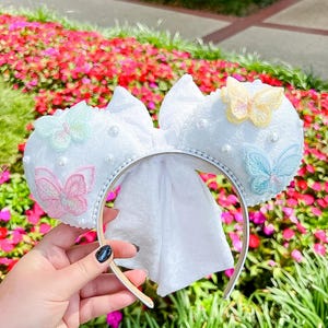 Spring Velvet Butterfly Bow Inspired Mouse Ears Wedding Mickey Ears Headband | PREORDER Ships in 10 business days
